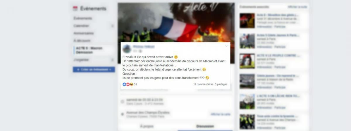 Attentat à Strasbourg : les théories du complot se multiplient sur des groupes Facebook de &quot;gilets jaunes&quot;